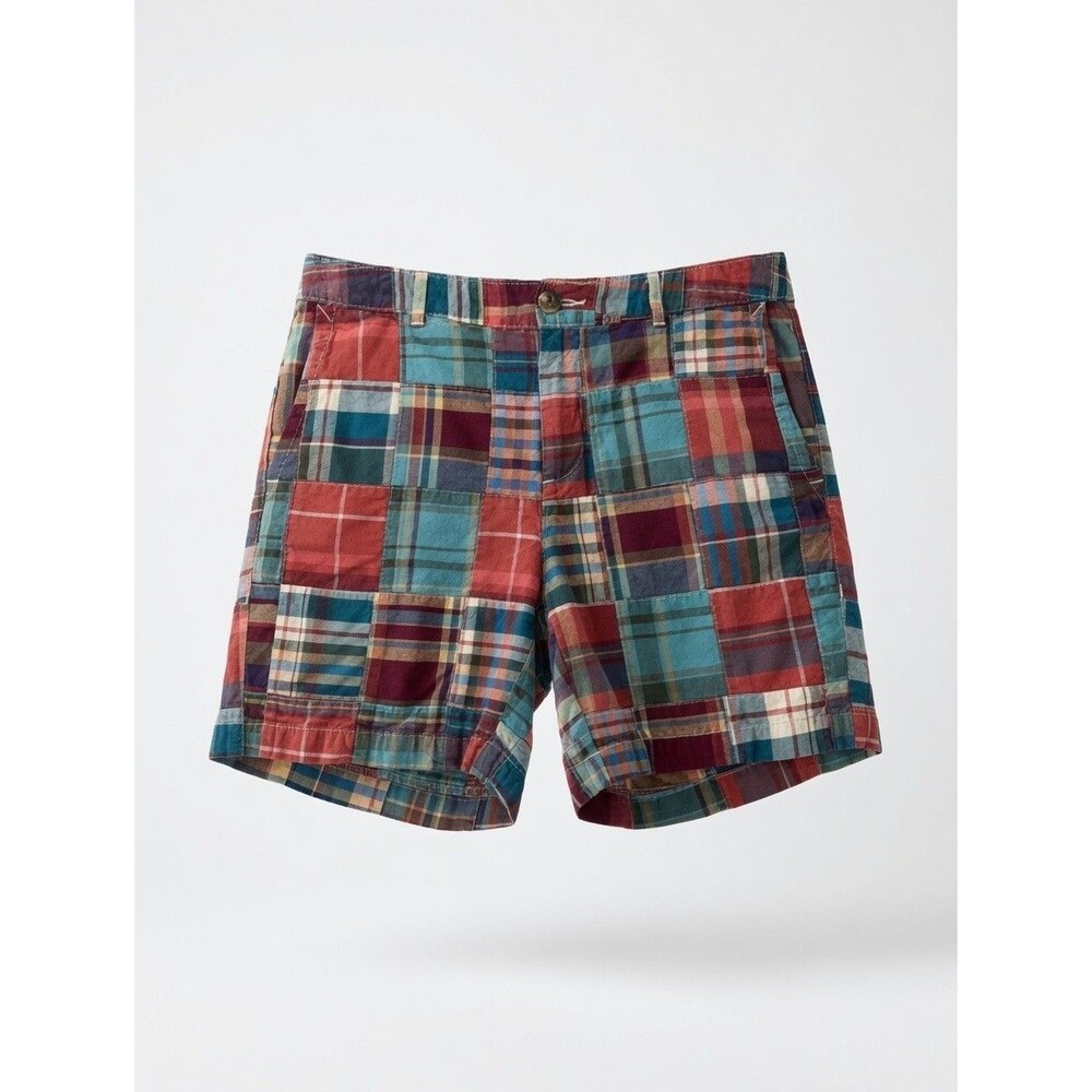 Vtg Y2K L.L. Bean Favorite Fit Shorts Sz 8 Patchwork Madras Plaid Rust Blue 90s